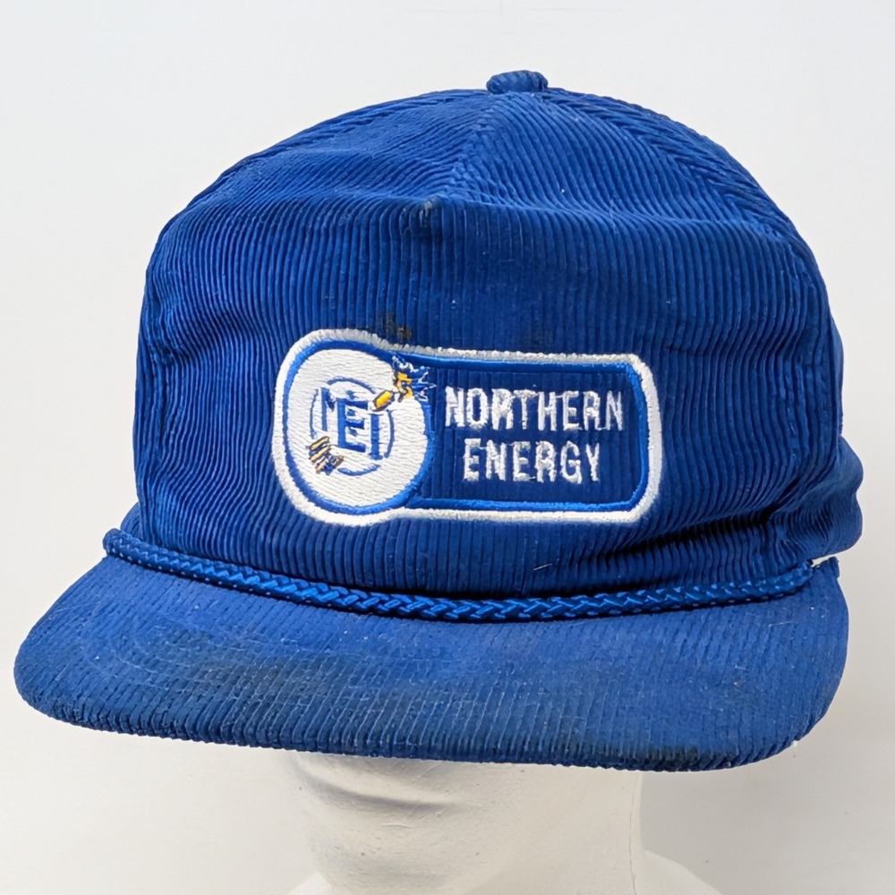 Vintage Otto Cap Northern Energy Blue Corduroy Rope Snapback Trucker Hat